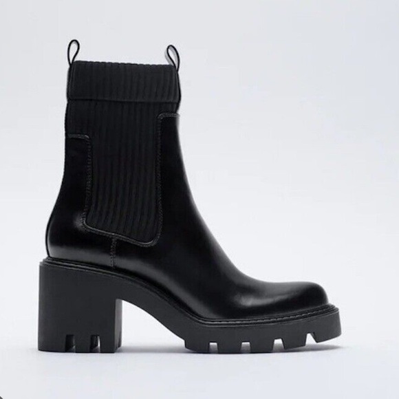Zara Shoes - Zara Track Sole Black Sock Boot